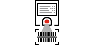 Сканирует товары на кассе самообслуживания