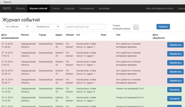 Журнал событий